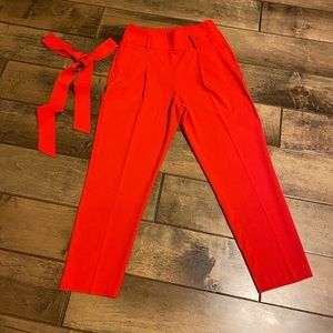 Rachel Zoe Red Straight Leg Waist Tie Size 6  Pants